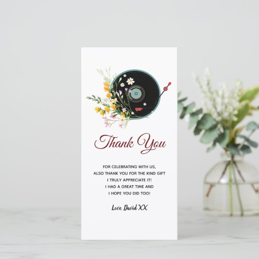 Vinylplaat, bloemrijk, Oude Kleren Landelijk, vrou Bedankkaart (Staand voorkant)