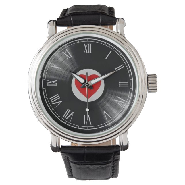 Vinylplaat en muziek elementen horloge (Voorkant)