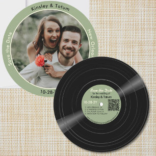 Vinylplaat Foto Groen Trouwkaart Save the Date 