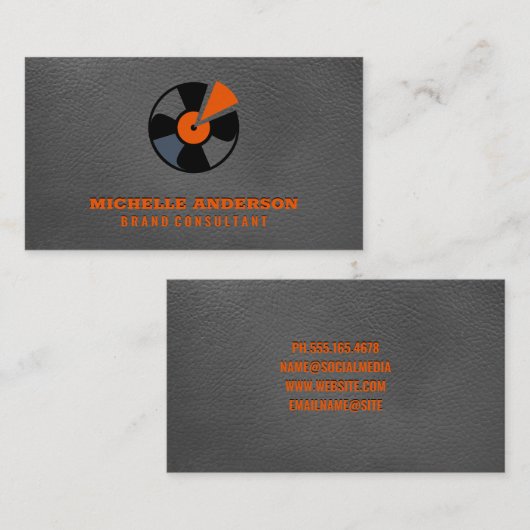 Vinylplaat | Leren Achtergrond Visitekaartje (Voorkant / Achterkant)