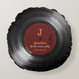 vinylplaat met naam rond kussen
