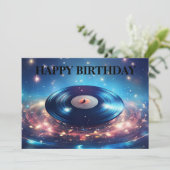 vinylplaat met sterretjes feestdagenkaart (Staand voorkant)