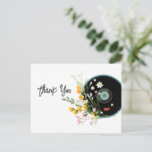 Vinylplaat, Oldies Rustieke muziek, bloemen Briefkaart (Staand voorkant)
