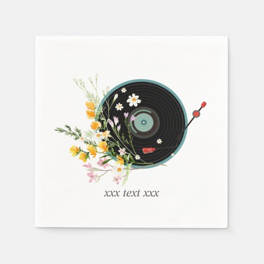 Vinylplaat,  Oldies Rustieke muziek, bloemen, Servet (Voorkant)