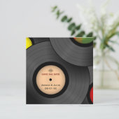 Vinylplaten Retro Save the Date uitnodiging (Staand voorkant)