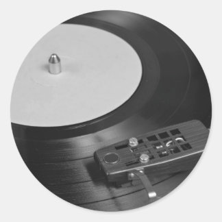 Vinylrecord afspelen op overzicht Platenspeler Ronde Sticker