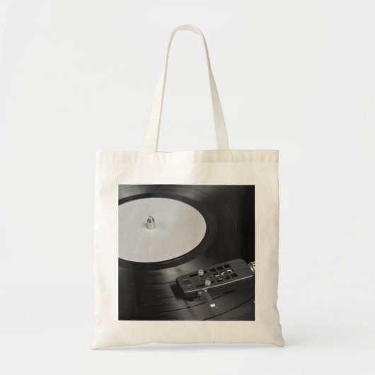 Vinylrecord afspelen op overzicht Platenspeler Tote Bag (Voorkant)