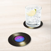 Vinylrecord blauw en Paars Ronde Kartonnen Onderzetter (Insitu)