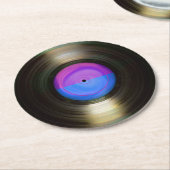 Vinylrecord blauw en Paars Ronde Kartonnen Onderzetter (Gebogen)
