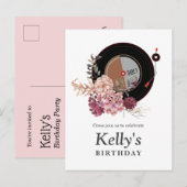 vinylrecord jarig Briefkaart Uitnodiging (Voorkant / Achterkant)