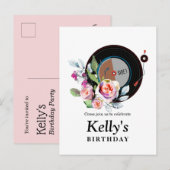 vinylrecord jarig Briefkaart Uitnodiging (Voorkant / Achterkant)