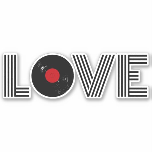 Vinylrecord liefde sticker (Voorkant)
