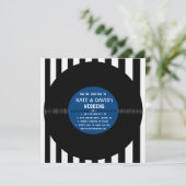 vinylrecord Retro | Modern Wedding Invite (blauw) Kaart (Staand voorkant)