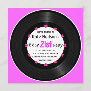 vinylrecord Retro Moderne grafische 21e verjaard Kaart