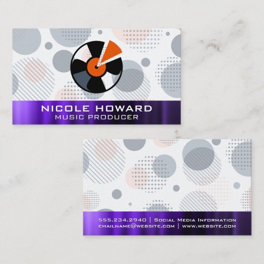 Vinylrecord | Retrogeometrisch | Metaal Visitekaartje (Voorkant / Achterkant)