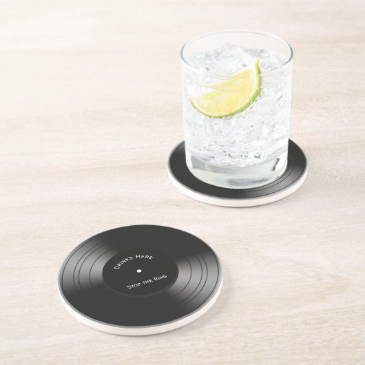 Vinylrecord tekst zandsteen onderzetter (Zijkant)