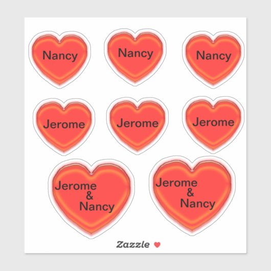 VinylSticker - Harten en Namen Sticker (Vel)