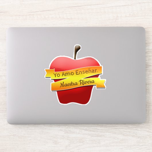 VinylSticker met eigen snijden- "Yo amo enseñar" Sticker (Computer)