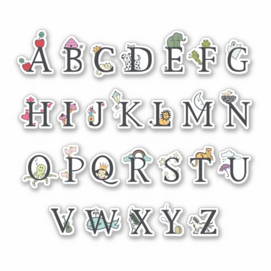 VINYLSTICKER VAN KINDEREN : ALPHABET CHART STICKER (Voorkant)