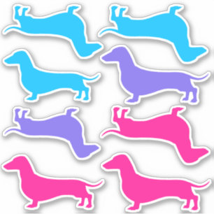 Vinylstickers knippen - Meerkleurige dachshunds Sticker
