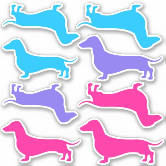 Vinylstickers knippen - Meerkleurige dachshunds Sticker (Voorkant)