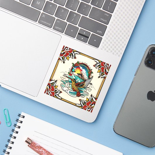 Vinylstickers op maat sticker (Laptop met iPhone)