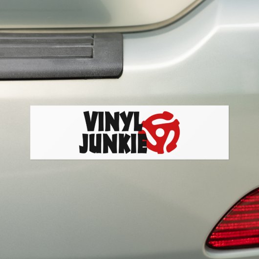 Vinylverslaafde Bumpersticker (Op auto)