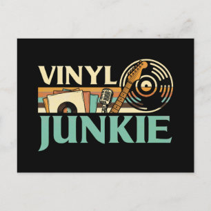 Vinylverslaafde LP-platen DJ-draaitafel Muziekcoll Briefkaart