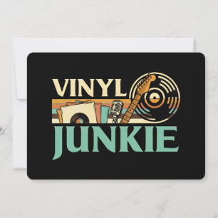 Vinylverslaafde LP-platen DJ-draaitafel Muziekcoll Kaart