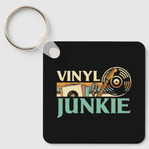 Vinylverslaafde LP-platen DJ-draaitafel Muziekcoll Sleutelhanger
