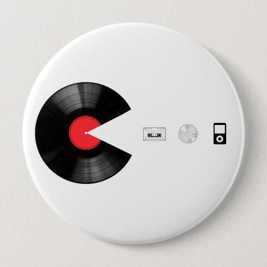 VINYLVILLAIN DIE ALLES EET RONDE BUTTON 4,0 CM (Voorkant)