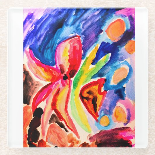 Vinylwaterkolf Glazen Onderzetter (Voorkant)