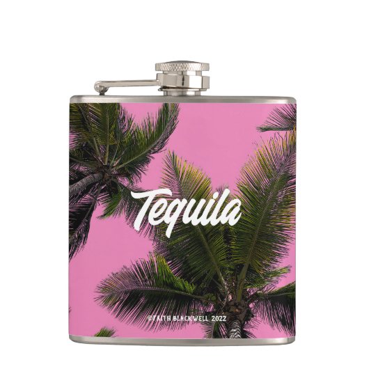 Vinylwikkel. Tequila. Meisje. Heupfles (Voorkant)