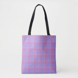Viola and Dull Lavender Plaid Pink Purple Tote Bag