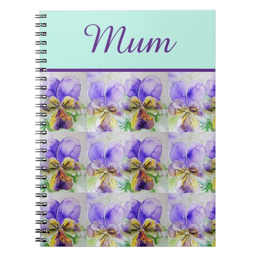 Viola Bloem Aqua Streep bloemig Moederdag Notitieboek (Voorkant)
