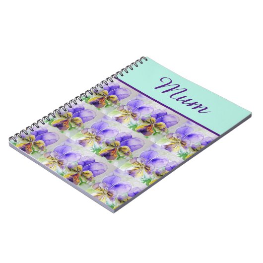 Viola Bloem Aqua Streep bloemige Mum Moederdag Notitieboek (Linkerzijde)