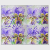  Viola Bloem Bloemen Paarse Patroon Liefde Cadeaupapier (Vlak)