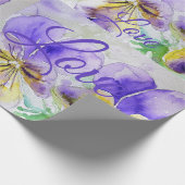  Viola Bloem Bloemen Paarse Patroon Liefde Cadeaupapier (Hoek)