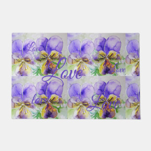 Viola Bloem Bloemen Paarse Patroon Liefde Deurmat