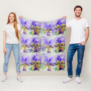 Viola Bloem Bloemen Paarse Patroon Liefde Fleece Deken