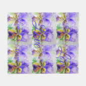  Viola Bloem Bloemen Paarse Patroon Liefde Fleece Deken (Voorkant (Horizontaal))