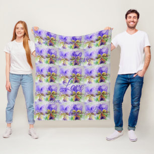 Viola Bloem Bloemen Paarse Patroon Liefde Fleece Deken
