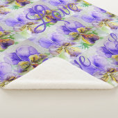  Viola Bloem Bloemen Paarse Patroon Liefde Sherpa Deken (3/4)