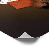 Viola & boog op stapel muziekboeken  poster (Hoek)