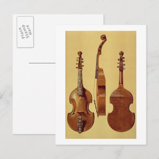 Viola d'Amore, 18e eeuw, uit 'Musical Instrum' Briefkaart (Voorkant / Achterkant)