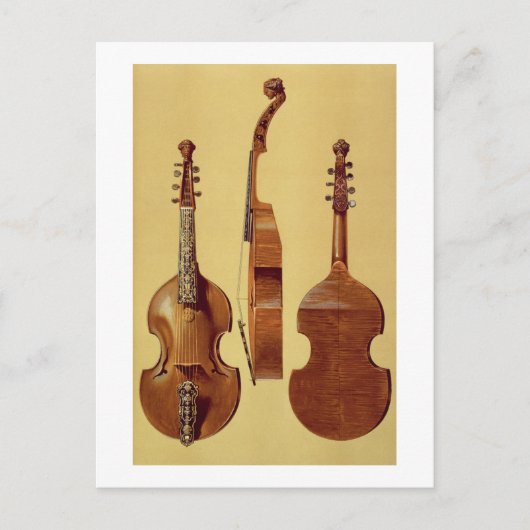 Viola d'Amore, 18e eeuw, uit 'Musical Instrum' Briefkaart (Voorkant)