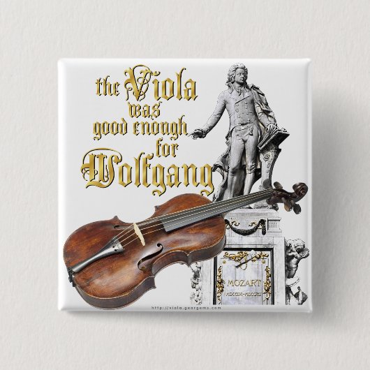Viola en Mozart Vierkante Button 5,1 Cm (Voorkant)