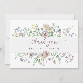 Viola & Eucalypt Floral Thank you Card Kaart