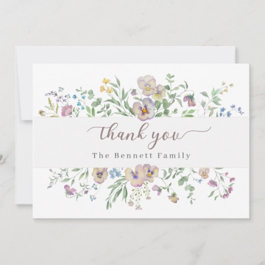 Viola & Eucalypt Floral Thank you Card Kaart (Voorkant)
