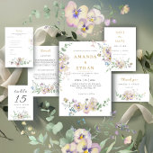 Viola Eucalypt floral Wedding Detail invitation Kaart